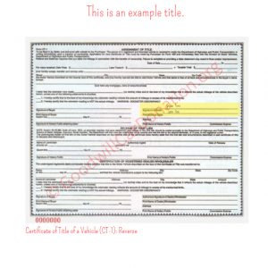 SC Certificate of Title of a Vehicle (CT-1)- Reverse