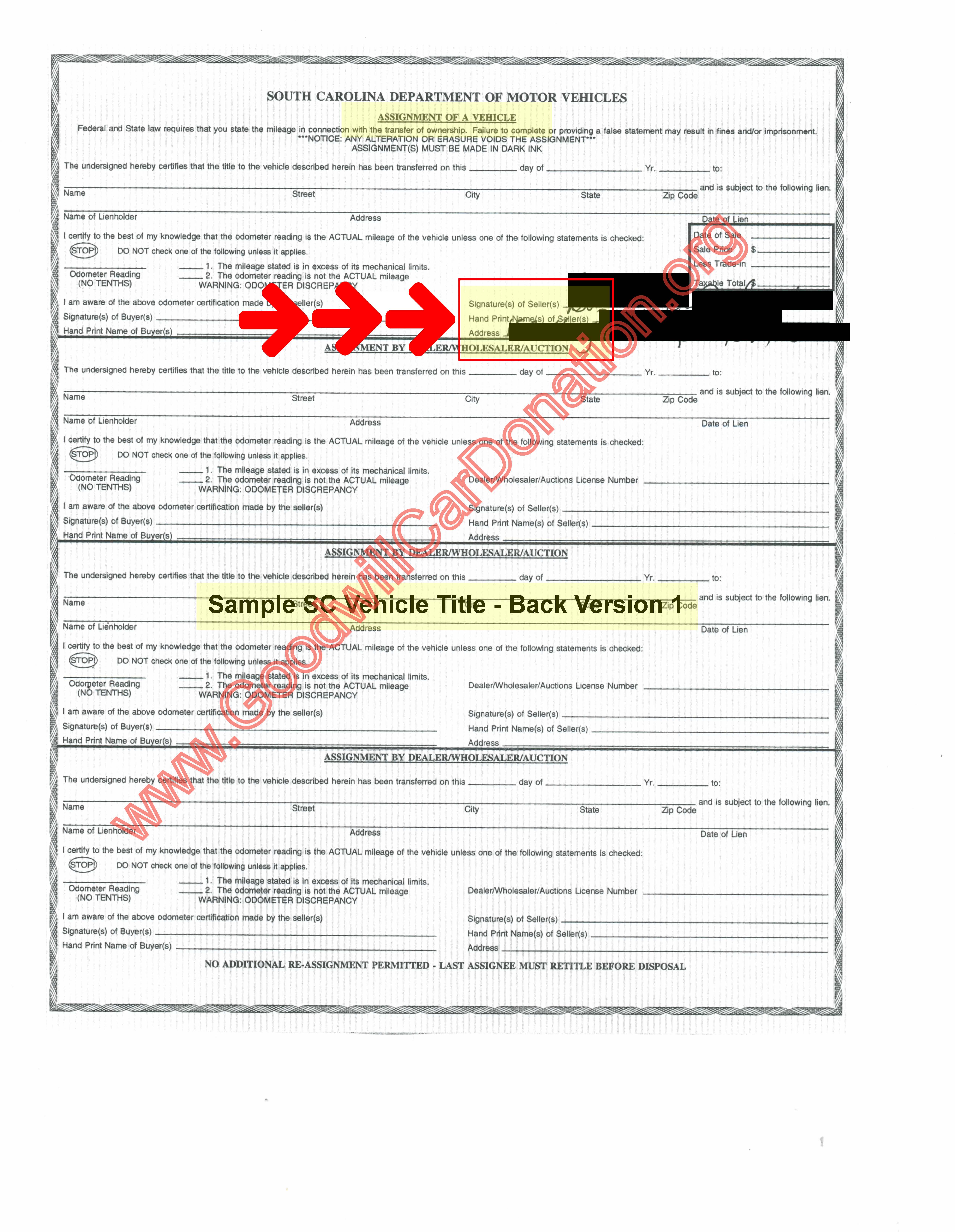 Goodwill Car Donation South Carolina Vehicle Le Front And Back Examplepdf Seite 2