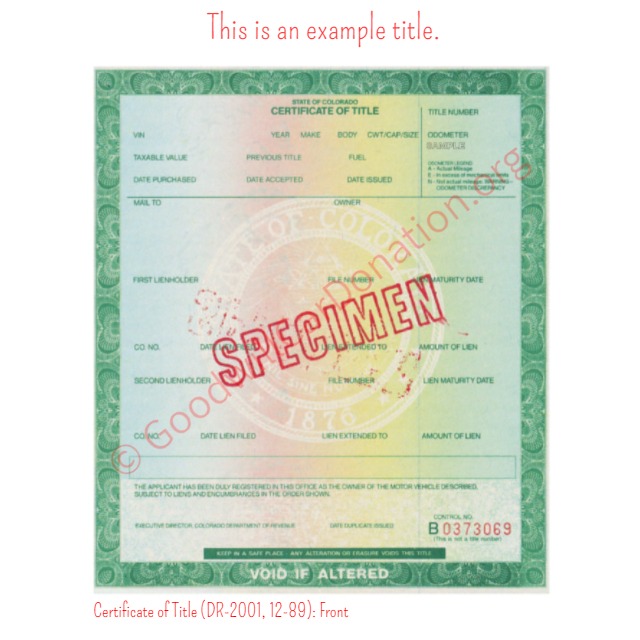 title number and letter id colorado