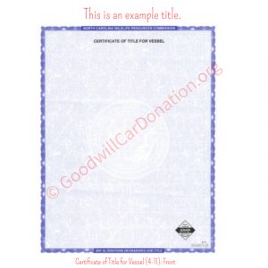 NC Certificate of Title for Vessel (4-11)- Front