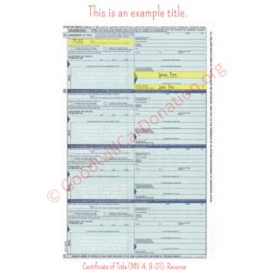 PA Certificate of Title (MV-4, 9-01)- Reverse