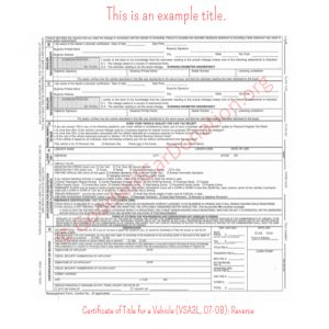 VA Certificate of Title for a Vehicle (VSA3L, 07-08)- Reverse
