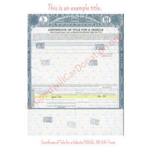 VA Certificate of Title for a Vehicle (VSA3L, 08-04)- Front