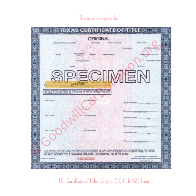Texas Vehicle Title Transfer Texas Title Information