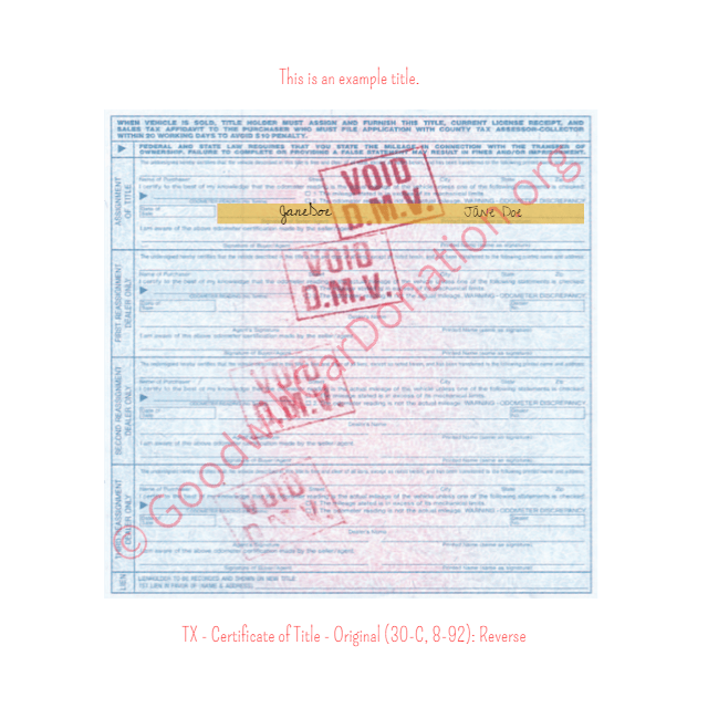 Texas Vehicle Title Transfer Texas Title Information