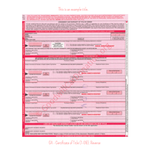 GA - Certificate of Title (1-08)- Reverse | Goodwill Car Donations