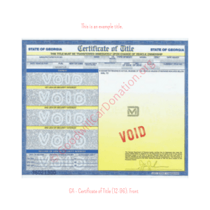GA - Certificate of Title (12-96)- Front | Goodwill Car Donations