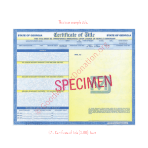 GA - Certificate of Title (3-88)- Front | Goodwill Car Donations