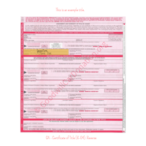 GA - Certificate of Title (6-04)- Reverse | Goodwill Car Donations
