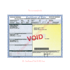 GA - Certificate of Title (9-99)- Front | Goodwill Car Donations