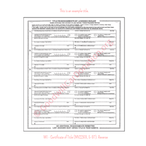 WI - Certificate of Title (MV2269, 5-97)-Reverse | Goodwill Car Donations