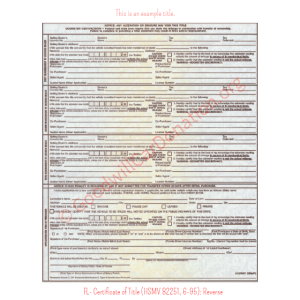 FL- Certificate of Title (HSMV 82250, 6-95)- reverse | Goodwill Car Donations