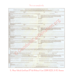FL- Motor Vehicle Certificate Of Title Without A Lien (HSMV 82251, 8-91) - Reverse | Goodwill Car Donations