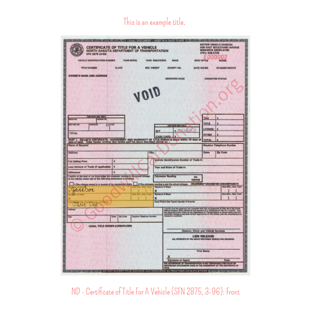 How To Sign Your North Dakota Vehicle Title Goodwill Car Donation