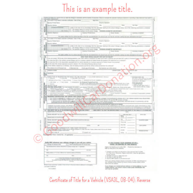 This is a Sample of VA-Certificate-of-Title-for-a-Vehicle-VSA3L-08-04-Reverse | Goodwill Car Donations