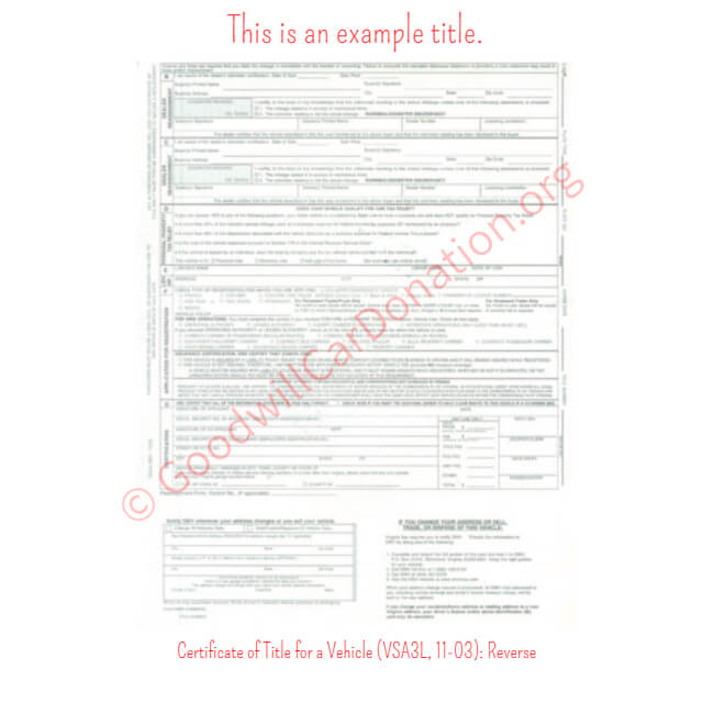This is a Sample of VA-Certificate-of-Title-for-a-Vehicle-VSA3L-11-03-Reverse | Goodwill Car Donations