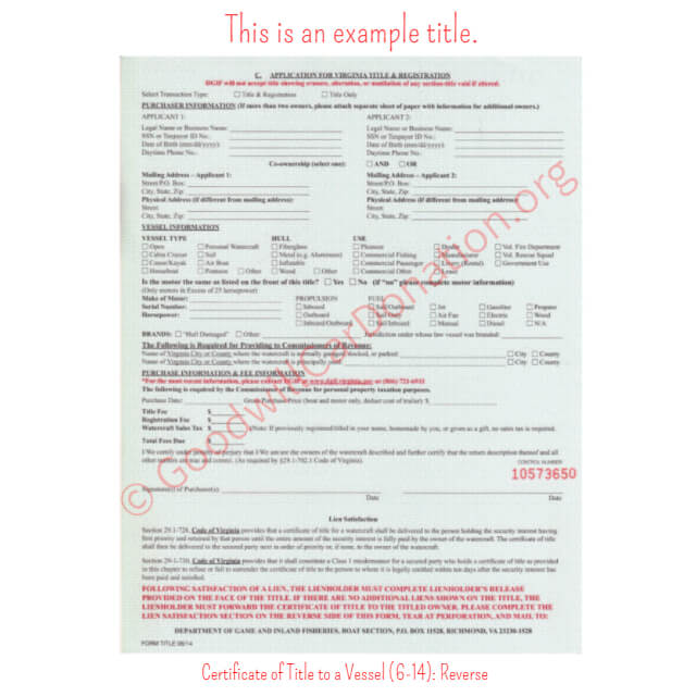 This is a Sample of VA-Certificate-of-Title-to-a-Vessel-6-14-Reverse | Goodwill Car Donations