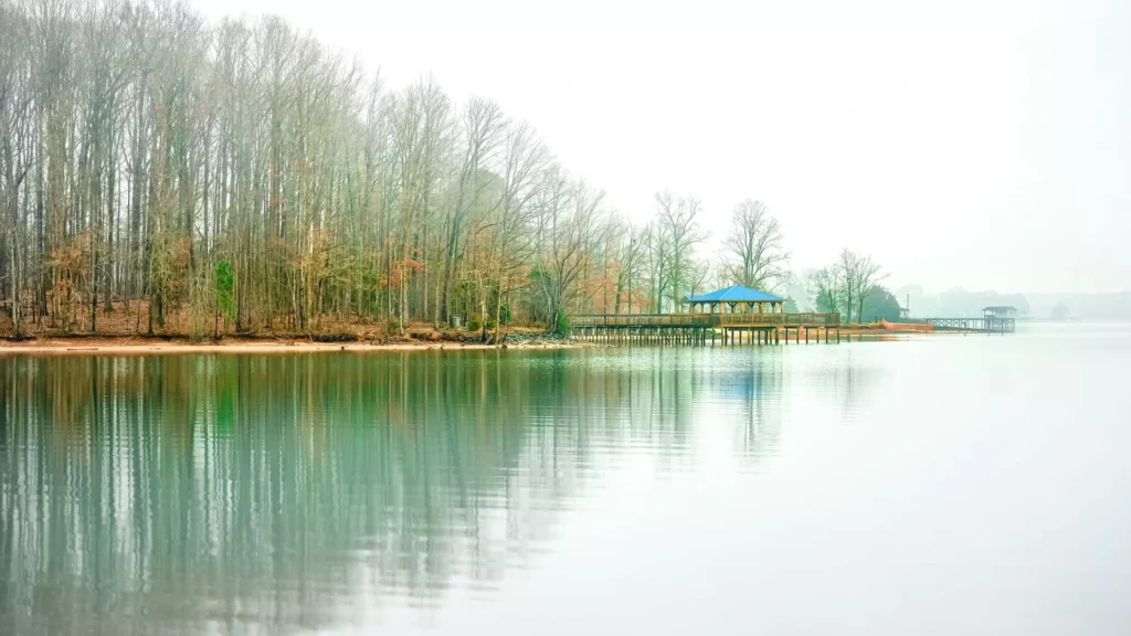 Lake in Cornelius, North Carolina, with trees in the background
