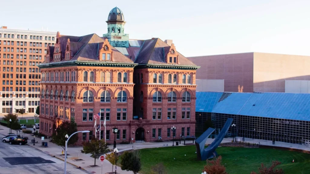 A large building with a clock tower on top of it