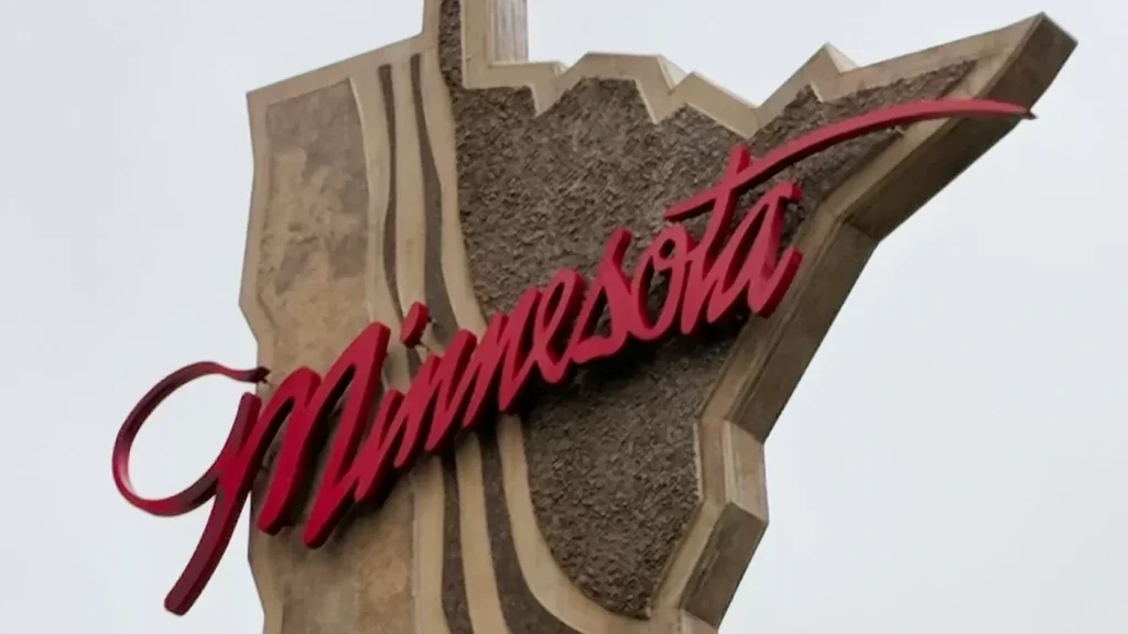 Minnesota welcome sign designates state entrance