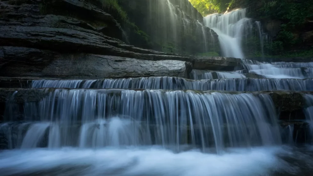 A waterfall with a group of waterfalls, Cummins Falls State Park, Cummins Falls Lane, Cookeville