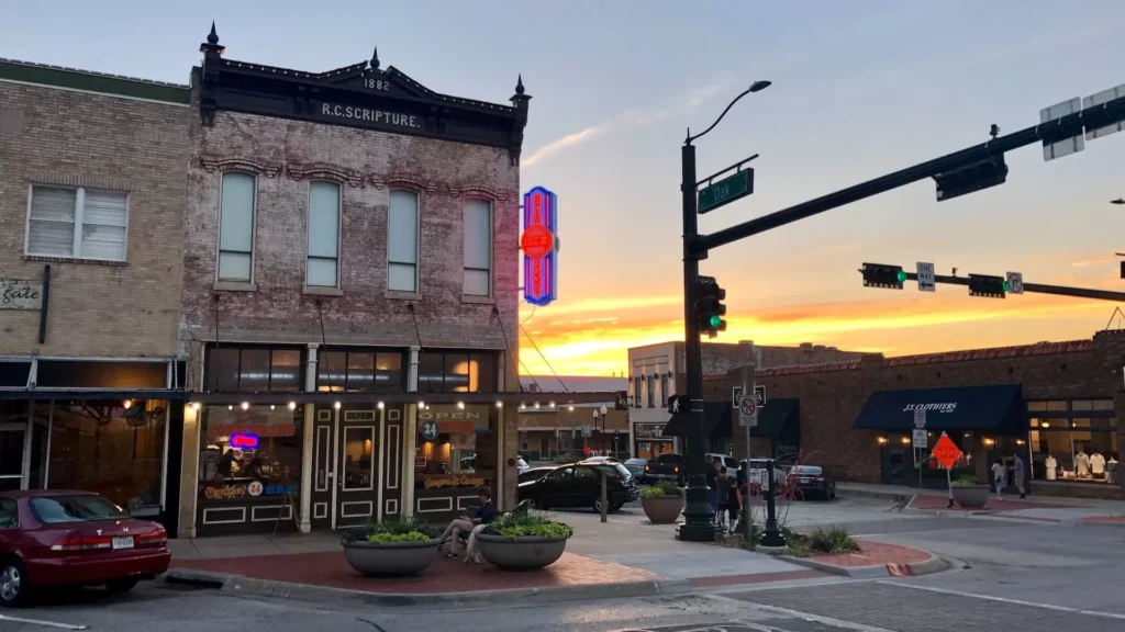 A sunset in the small town of Denton, Texas