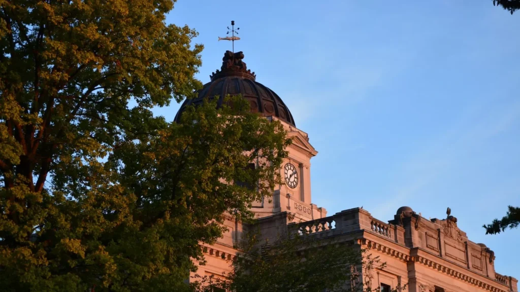 Courthouse sunset in Bloomington, IN