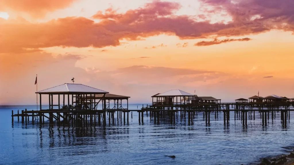 Shade on ocean with dock, Fairhope, Alabama