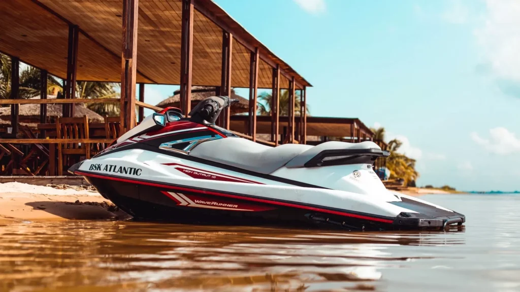 White and black personal watercraft