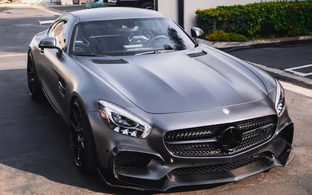 High-performance Mercedes Benz parked in an urban lot