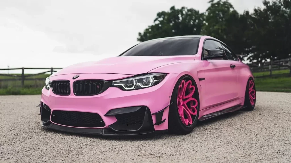 Pink BMW with Heart-Shaped Rims