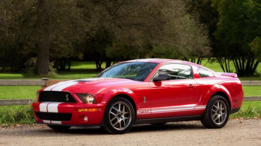 Red Chevrolet Camaro on road, 2007 Shelby GT500