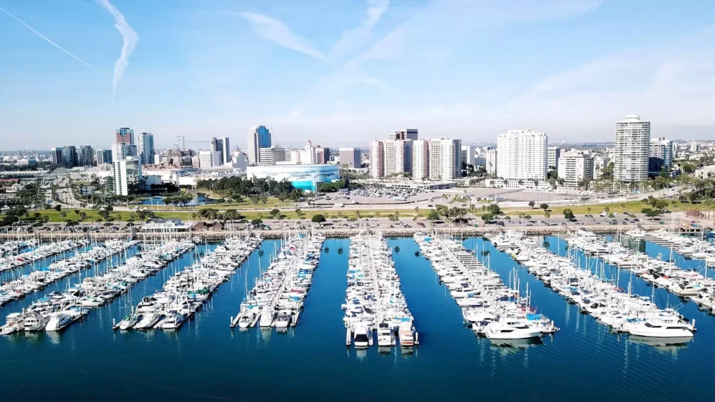 View of marina in Long Beach, California