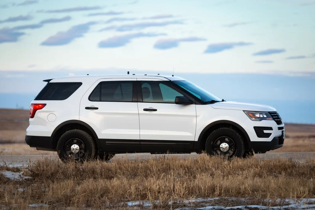 White SUV on brown grass field under white clouds during daytime
